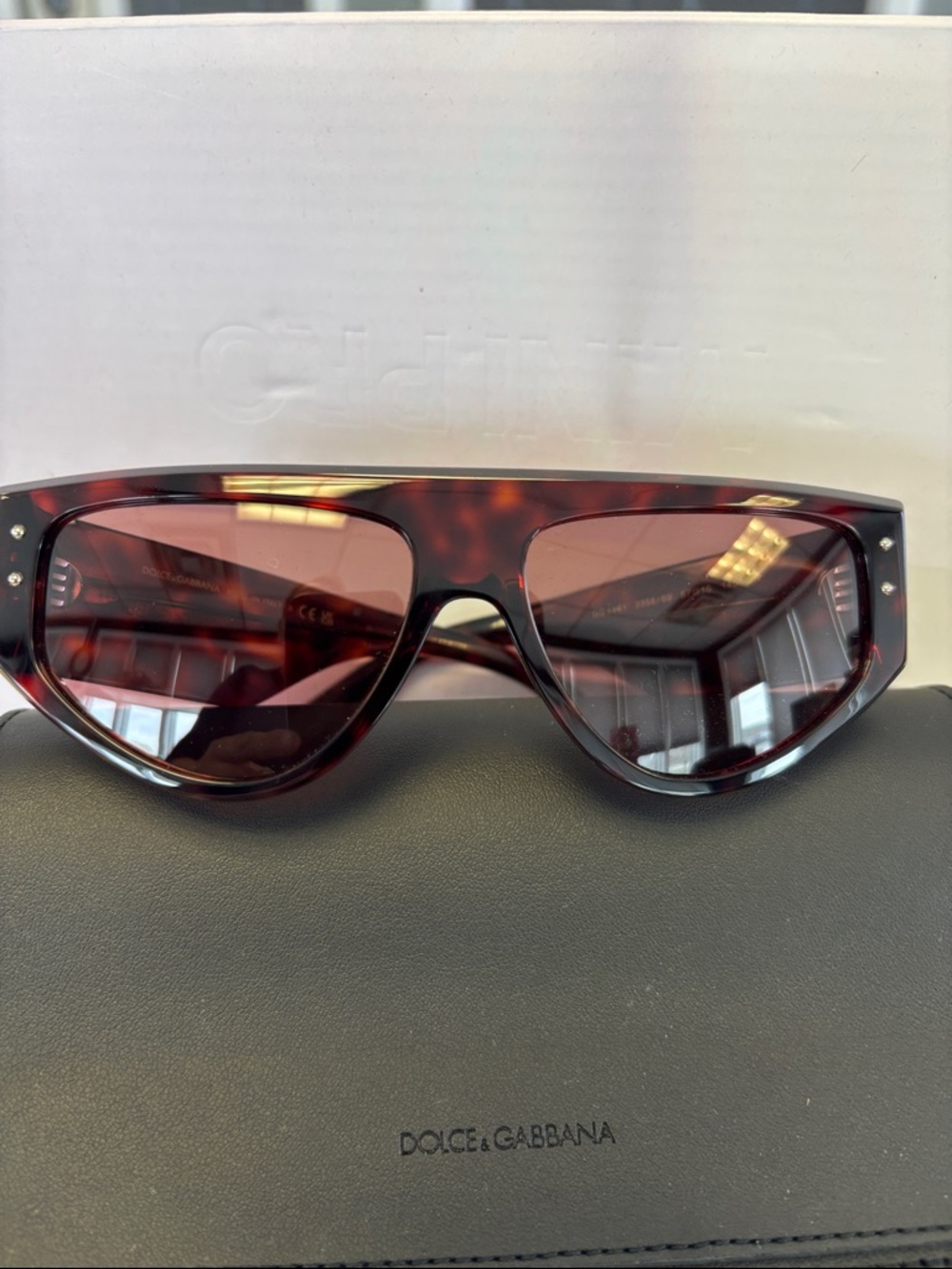 Dolce & Gabbana Havana Red Frame with Dark Violet Lenses